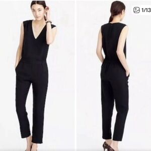 J. Crew Classic Black Sleeveless Jumpsuit, v neck, Drapey crepe, business